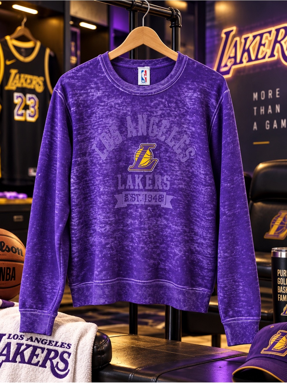 NBA Los Angeles Lakers Burnout Retro Sweatshirt Purple Large